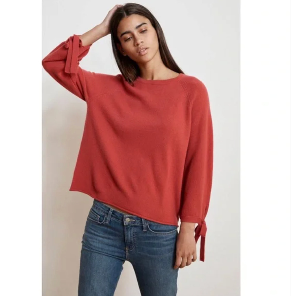 Velvet by Graham & Spencer‎ Nicolette Cashmere Sweater TIe Sleeve Red Size XL